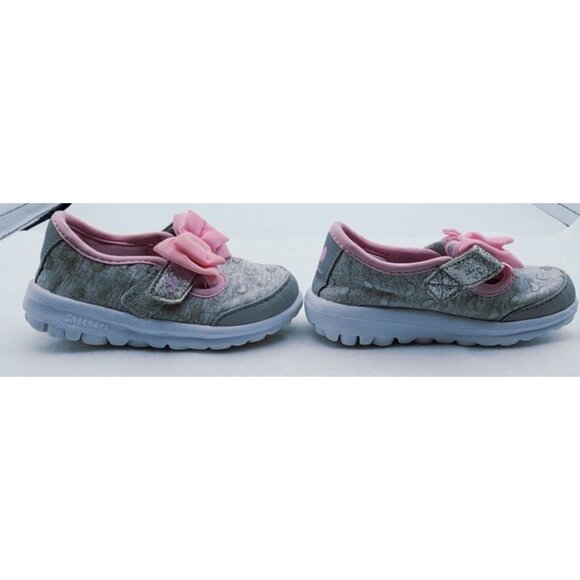 Sketchers memory foam grey pink bow toddler girl shoes size 5 - Picture 2 of 10